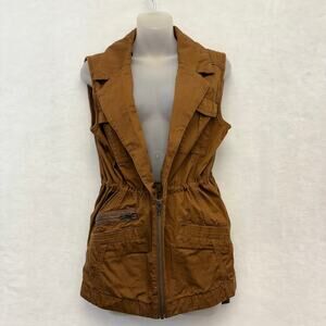 Hei Hei Anthropologie Camel Brown Cargo Utility Safari Vest Womens Size M